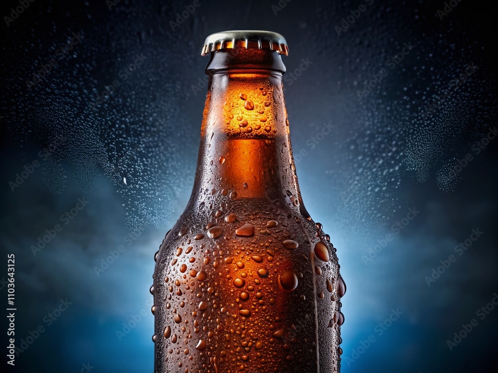 Icy Dark Brown Beer Bottle with Misty Condensation Isolated on a Transparent Background for Beverage and Product Photography Icy Dark Brown Beer Bottle with Misty Condensation Isolated on a Transparent Background for Beverage and Product Photography