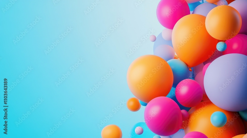 Vibrant arrangement of colorful balloons on a soft gradient backdrop, perfect for text overlay and eye-catching designs. Vibrant arrangement of colorful balloons on a soft gradient backdrop, perfect for text overlay and eye-catching designs.