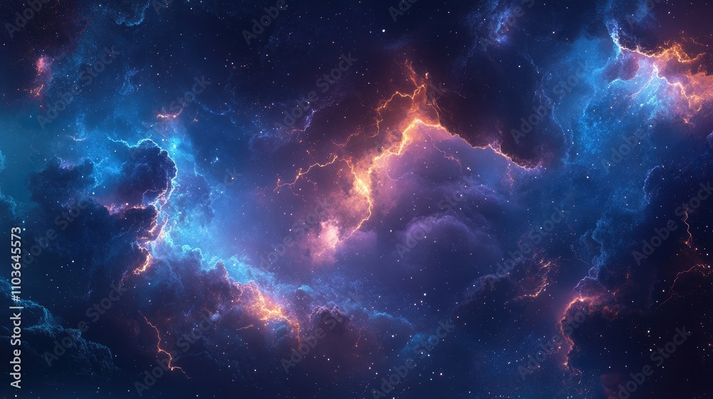 Dramatic cosmic scene showcasing a vibrant night sky filled with swirling clouds and bright lightning, creating an intense and mystical atmosphere. Dramatic cosmic scene showcasing a vibrant night sky filled with swirling clouds and bright lightning, creating an intense and mystical atmosphere.