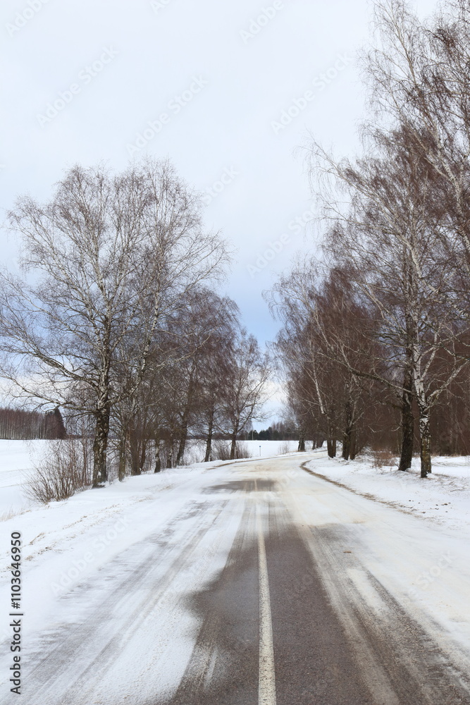 snow covered road snow covered road
