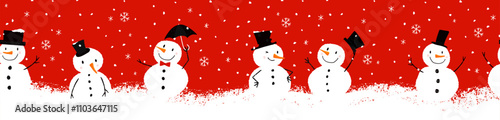 Cute hand drawn Snowman with carrot nose and cylinder hat, lovely christmas background, great for wrapping paper, textiles, wallpapers - vector