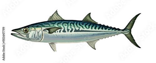 Vintage Spanish Mackerel (Scomberomorus maculatus) Lithograph