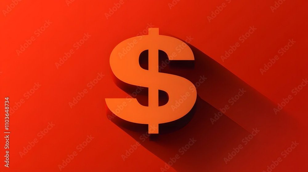 Fototapeta premium Bold dollar sign icon, minimal and flat design, modern financial theme