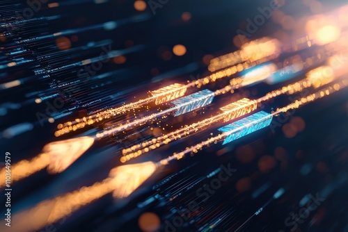 Wallpaper Mural Abstract digital light trails create a sense of speed and motion, showcasing vibrant colors and glowing effects in a visually captivating design for any modern project. Torontodigital.ca