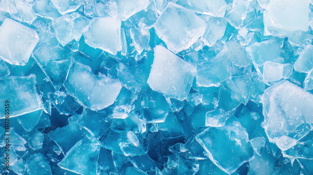 Icy fragments and heaps of crystal-clear blue ice in a natural winter setting.
Icy fragments and heaps of crystal-clear blue ice in a natural winter setting.