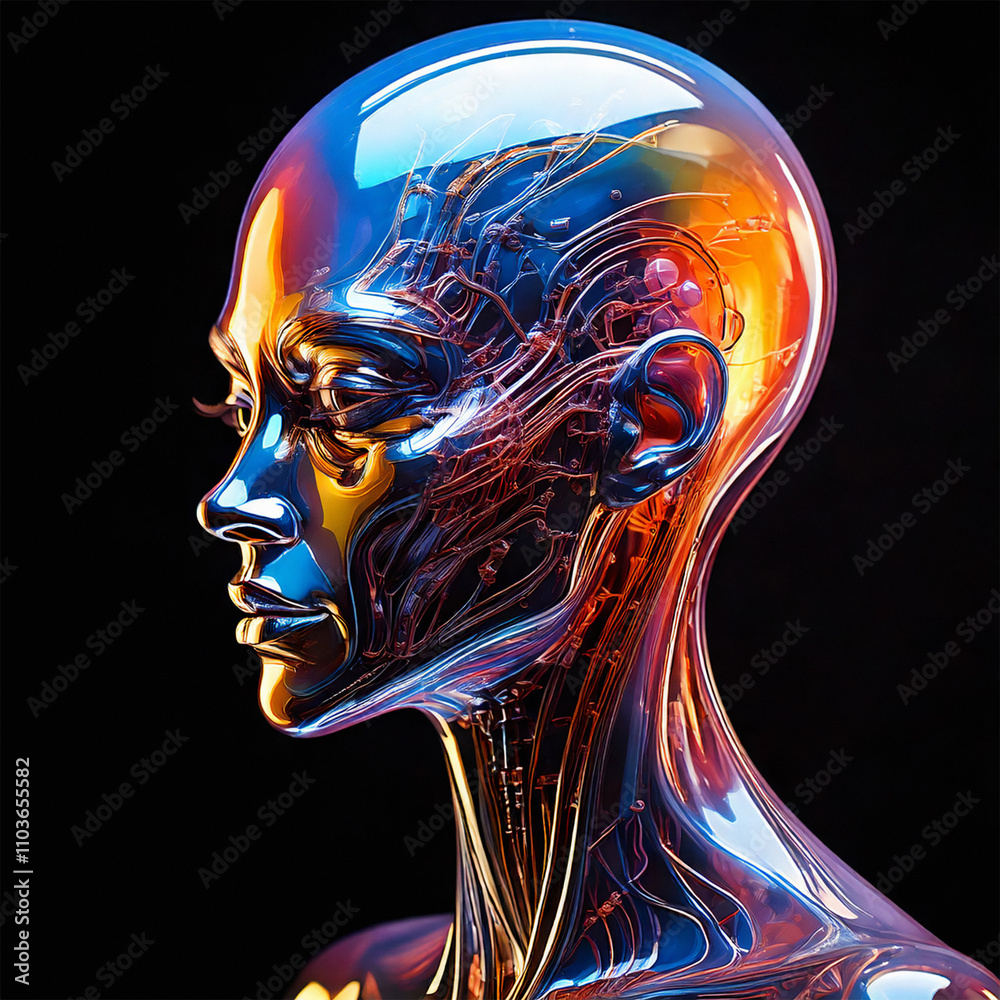 Female cyborg sculpture