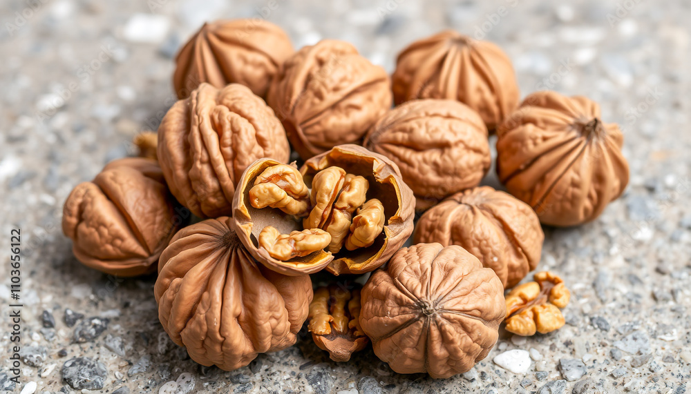 Natural walnut close-up for healthy food and cooking themes Natural walnut close-up for healthy food and cooking themes