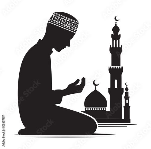 Muslim Praying Vector silhouette vector illustration