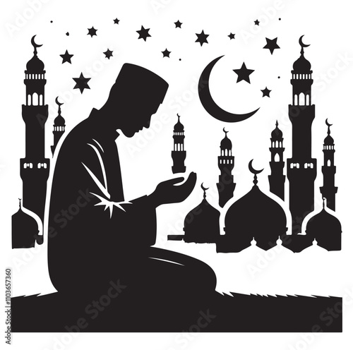 Muslim Praying Vector silhouette vector illustration