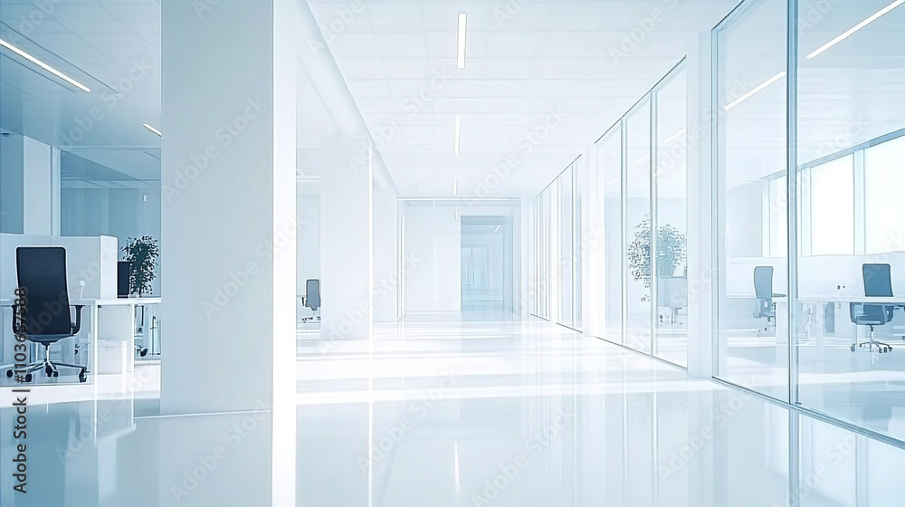 Clean office space with white walls and floors. Clean office space with white walls and floors.