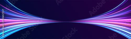 City road car light trails motion background. Electric car and city concept Hitech communication concept innovation background. Expressway, car headlight effect. Speed connection vector background.