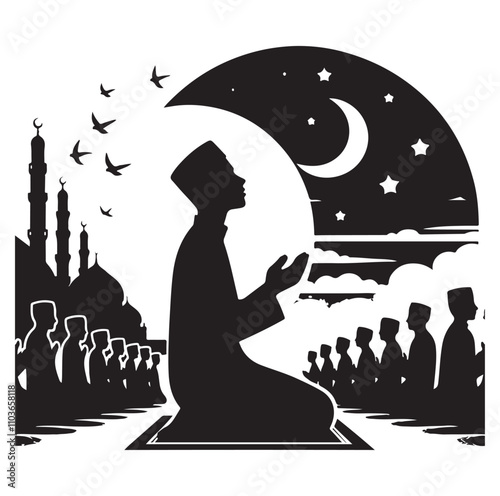 Muslim Praying Vector silhouette vector illustration