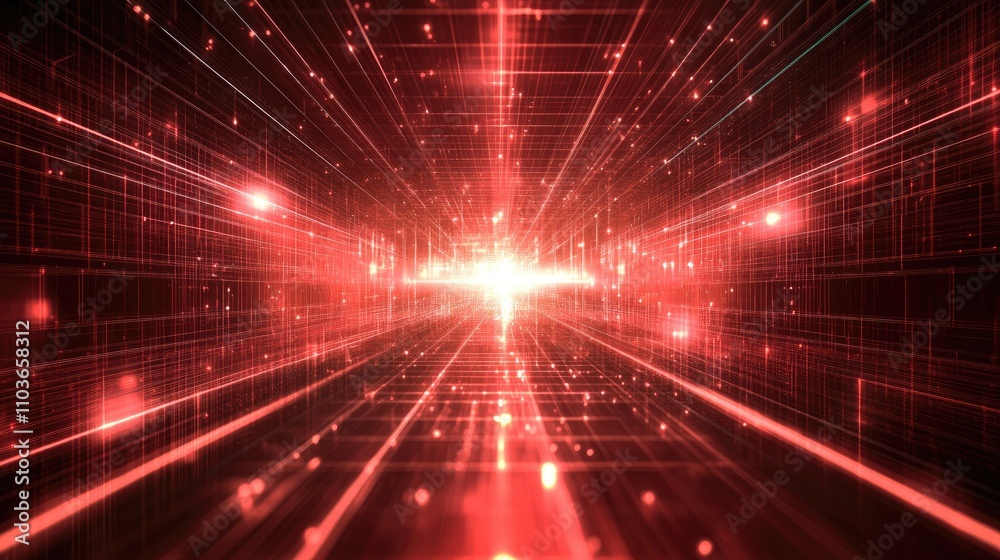 Futuristic network technology background with vibrant red lines and light rays symbolizing data connectivity and cyberspace dynamics. Futuristic network technology background with vibrant red lines and light rays symbolizing data connectivity and cyberspace dynamics.