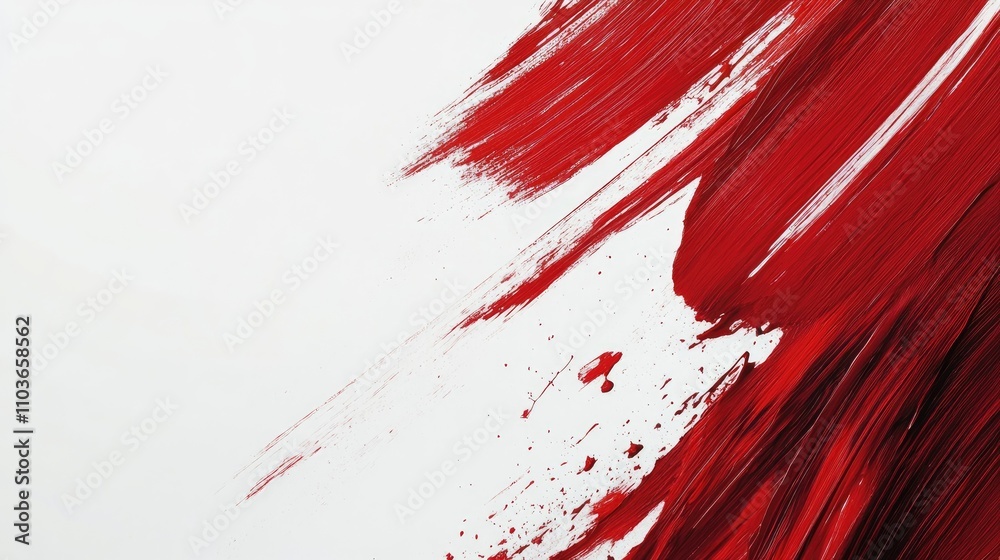 Dynamic red brush strokes create an artistic splash against a pristine white background, showcasing bold color contrasts and texture. Dynamic red brush strokes create an artistic splash against a pristine white background, showcasing bold color contrasts and texture.