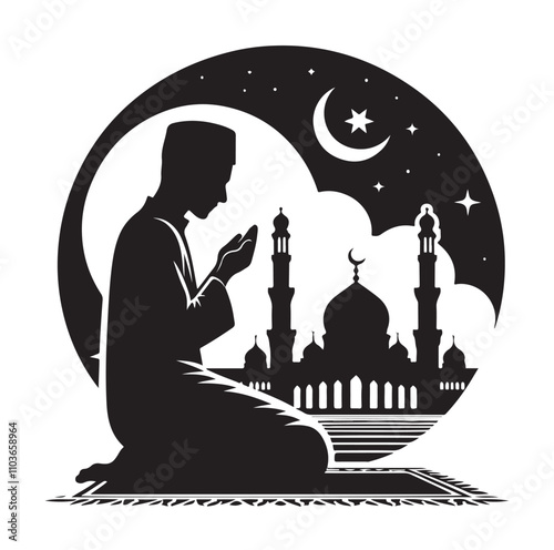 Muslim Praying Vector silhouette vector illustration