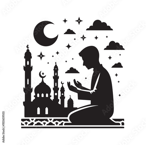 Muslim Praying Vector silhouette vector illustration