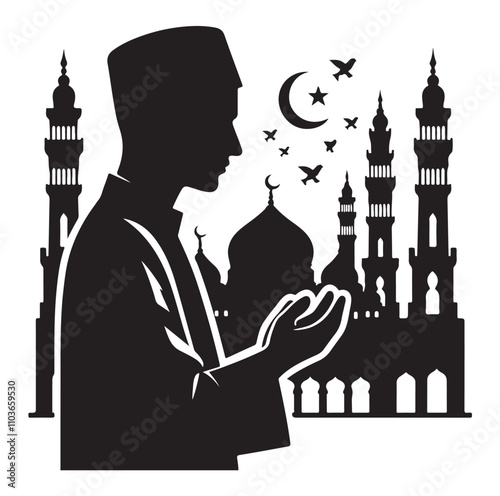 Muslim Praying Vector silhouette vector illustration