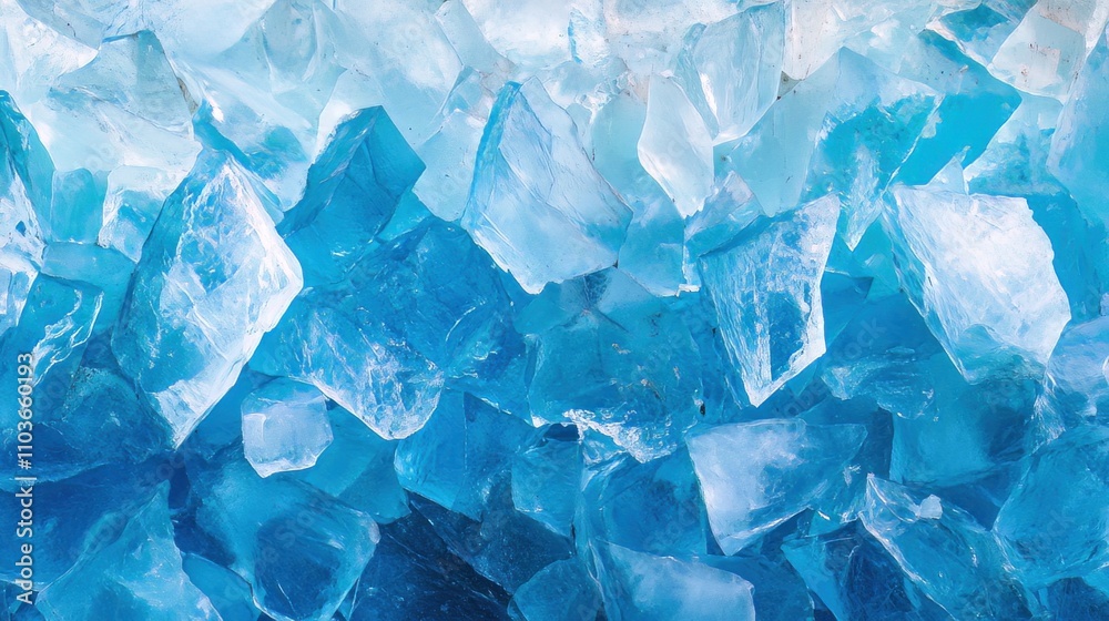 Icy fragments and heaps of crystal-clear blue ice in a natural winter setting.
Icy fragments and heaps of crystal-clear blue ice in a natural winter setting.