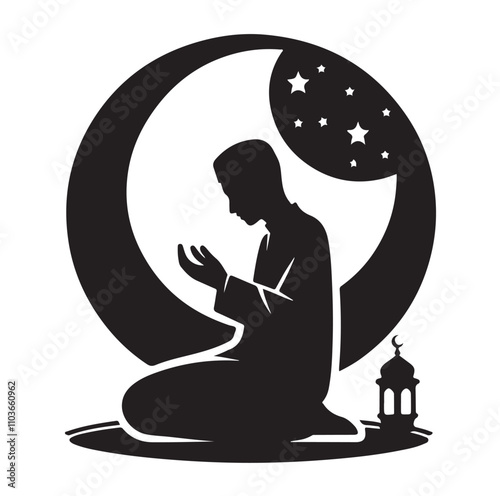 Muslim Praying Vector silhouette vector illustration