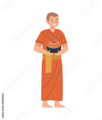 buddhist monk with pot