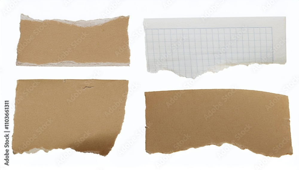 Set of Different Paper Rips on White Background Set of Different Paper Rips on White Background