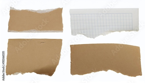 Set of Different Paper Rips on White Background
