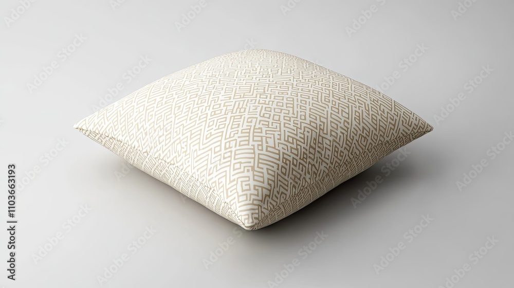 Decorative Pillow with Geometric Beige Pattern Design