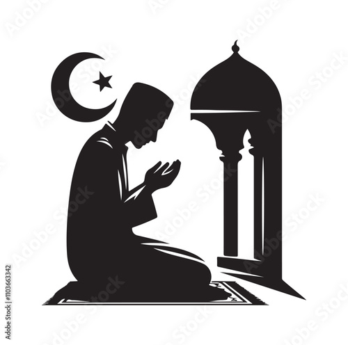 Muslim Praying Vector silhouette vector illustration