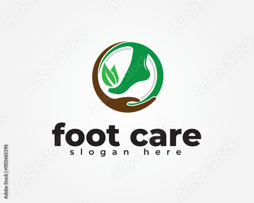 circular hands and two leaves on top logo design