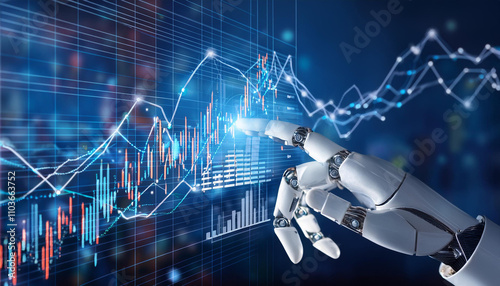 A robot is touching a graph with a finger