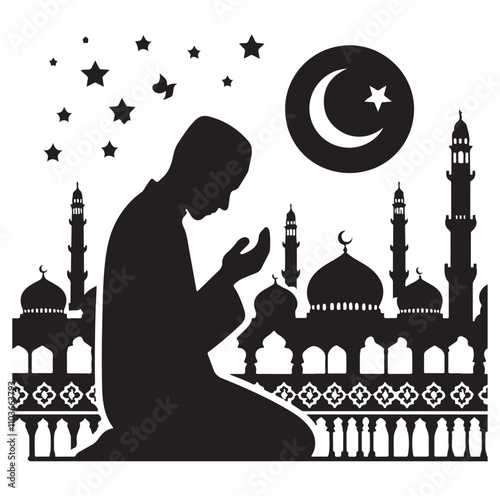 Muslim Praying Vector silhouette vector illustration