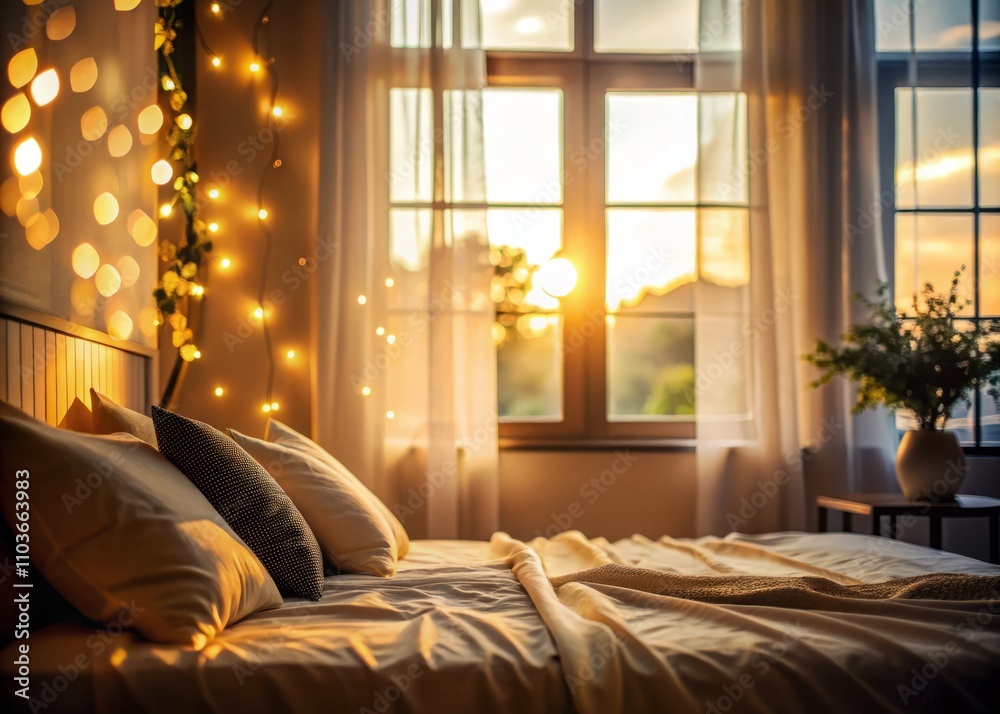Serene Silhouette Photography of a Light-Filled Bedroom with Large Window, Soft Natural Light Casting Gentle Shadows on Minimalist Decor and Calming Atmosphere Serene Silhouette Photography of a Light-Filled Bedroom with Large Window, Soft Natural Light Casting Gentle Shadows on Minimalist Decor and Calming Atmosphere