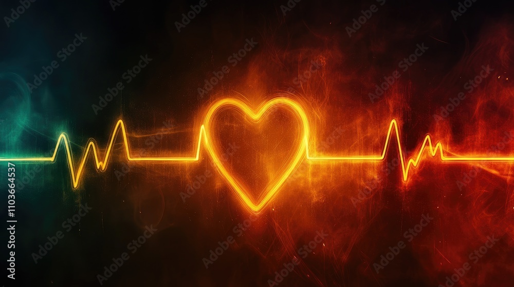 A smooth, flowing animation of heartbeat waves in various colors against a dark background, representing emotions and the essence of life