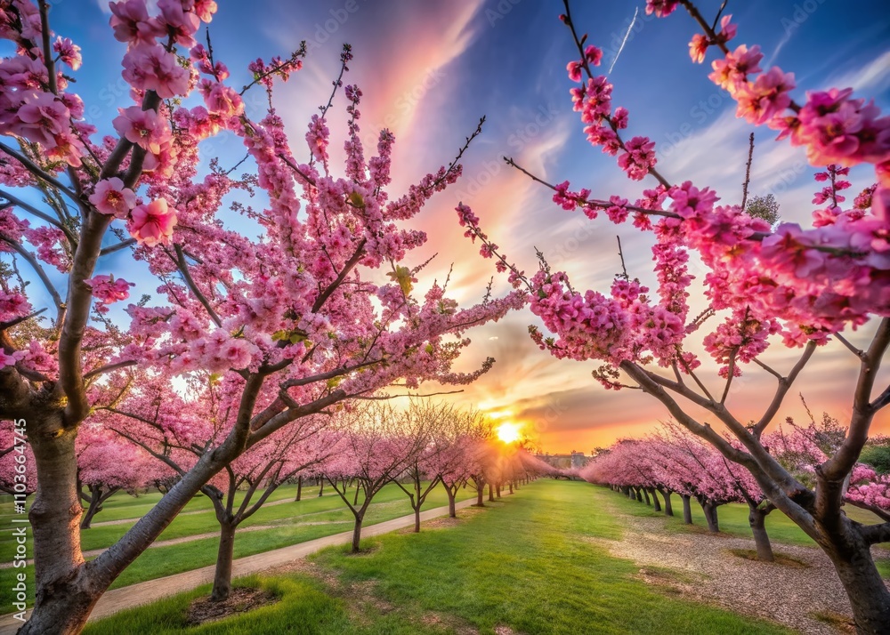 Long Exposure of a Beautiful Peach Tree in Full Blossom Under the Spring Sky Near Dallas, Texas, Capturing the Essence of Seasonal Renewal and Natural Beauty in a Tranquil Setting Long Exposure of a Beautiful Peach Tree in Full Blossom Under the Spring Sky Near Dallas, Texas, Capturing the Essence of Seasonal Renewal and Natural Beauty in a Tranquil Setting