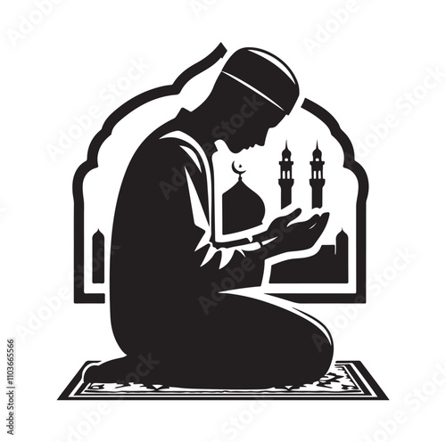 Muslim Praying Vector silhouette vector illustration