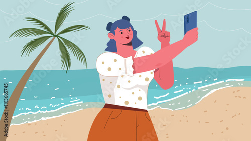 Taking selfie Concept Illustration