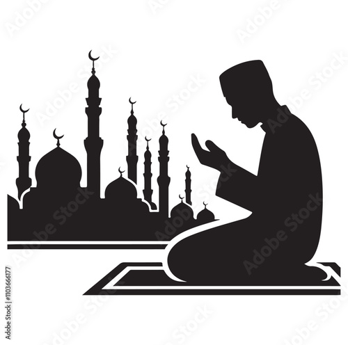 Muslim Praying Vector silhouette vector illustration
