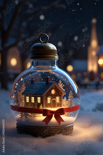 Christmas house in Snow glow