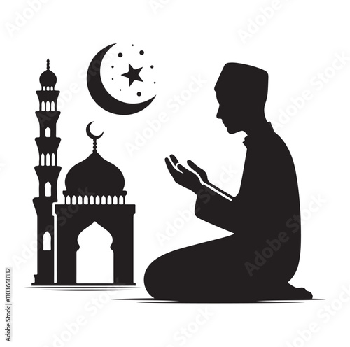Muslim Praying Vector silhouette vector illustration