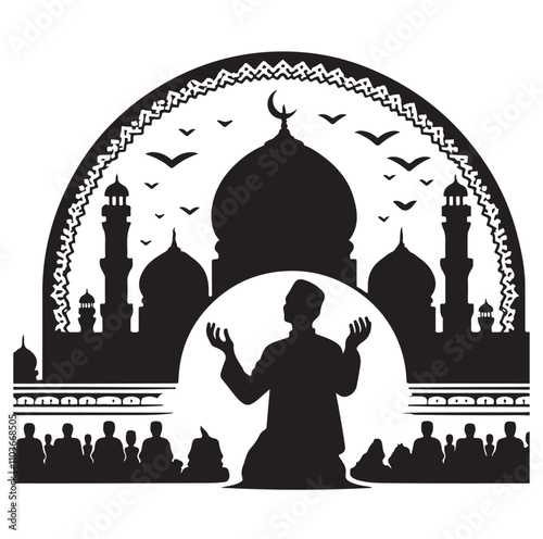 Muslim Praying Vector silhouette vector illustration