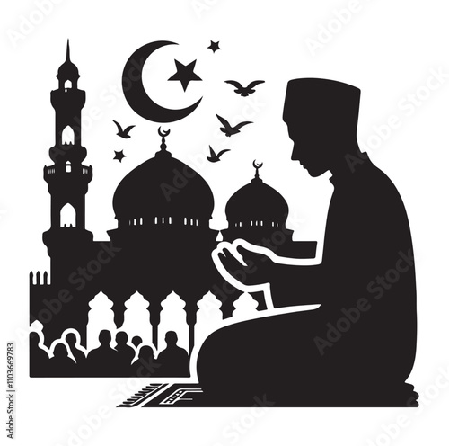Muslim Praying Vector silhouette vector illustration
