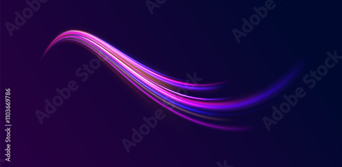  Colorful Light Trails, Long Time Exposure Motion Blur Effect. Abstract fire flare trace lens flares acceleration speed motion on night road. Acceleration speed motion on night road.