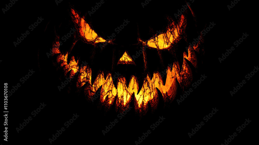 Fototapeta premium Horror-themed pumpkin with sharp teeth