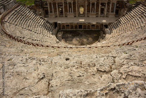 Detail of a Roman Amphitheatre. A study of the Roman Amphitheatre at Ephesus. Originally Greek, but the romans developed it from around 40 AD. It had a capacity of around 25,000 people in 44 AD. photo