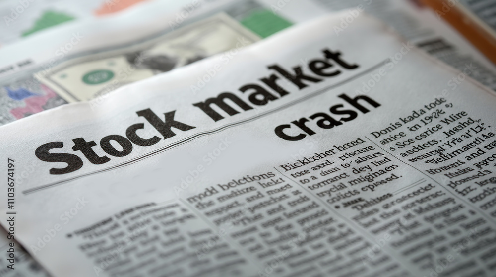 Newspaper headline reporting a severe stock market crash Newspaper headline reporting a severe stock market crash