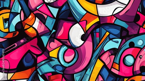 Graffiti-Style Pattern with Abstract Elements