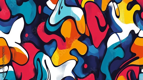 Graffiti-Style Pattern with Abstract Elements