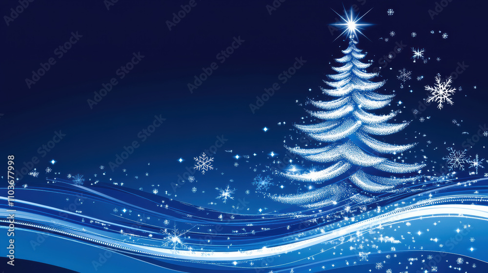 Christmas tree with glowing light waves Christmas tree with glowing light waves