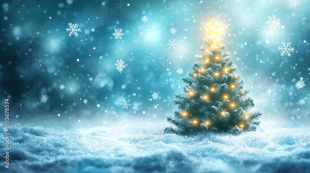 Christmas tree illustration with snowflakes Christmas tree illustration with snowflakes