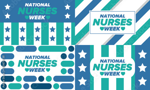 National Nurses Week. Thank you nurses. Medical and health care concept. Fighters against viruses and diseases. In honour of the doctors. Celebrated annual in United States. Vector illustration poster